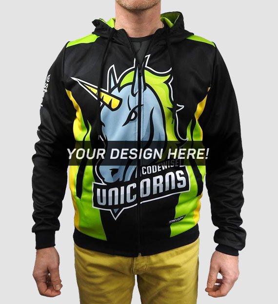100% personalized, fully printed Zip Hoodie from Jersey Clinic
